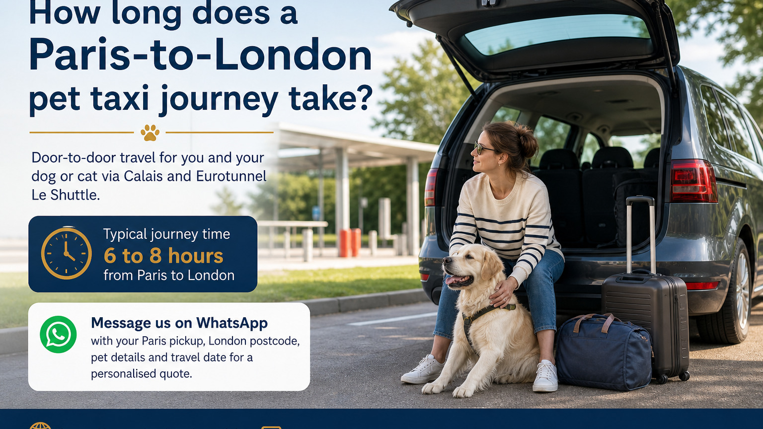 How long does a Paris-to-London pet taxi journey take?